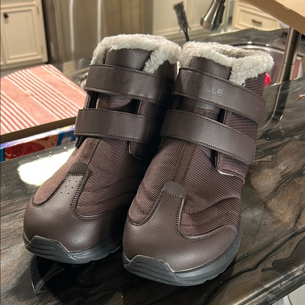 Brown Rain & Snow Boots with Velcro Straps